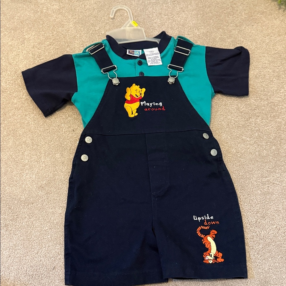 Vintage 90s Disney Winnie the Pooh & Tigger Overalls Set Toddler Embroidered- 4T